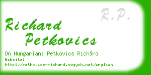 richard petkovics business card