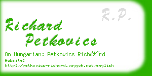 richard petkovics business card